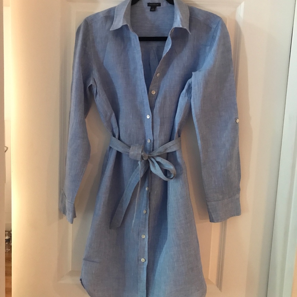 Ann Taylor Linen T-shirt Dress in Chambray